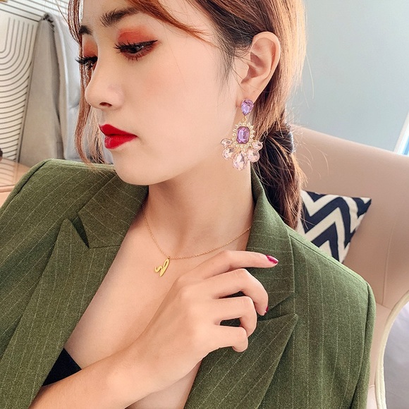 Purple rhinestone crystal Elegant new Earring - Picture 10 of 14